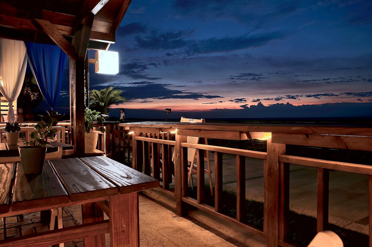sunset restaurant beach house free photo