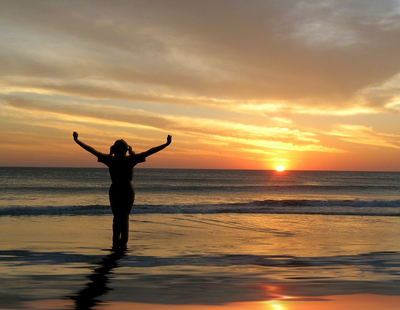 sunset woman joy free photo