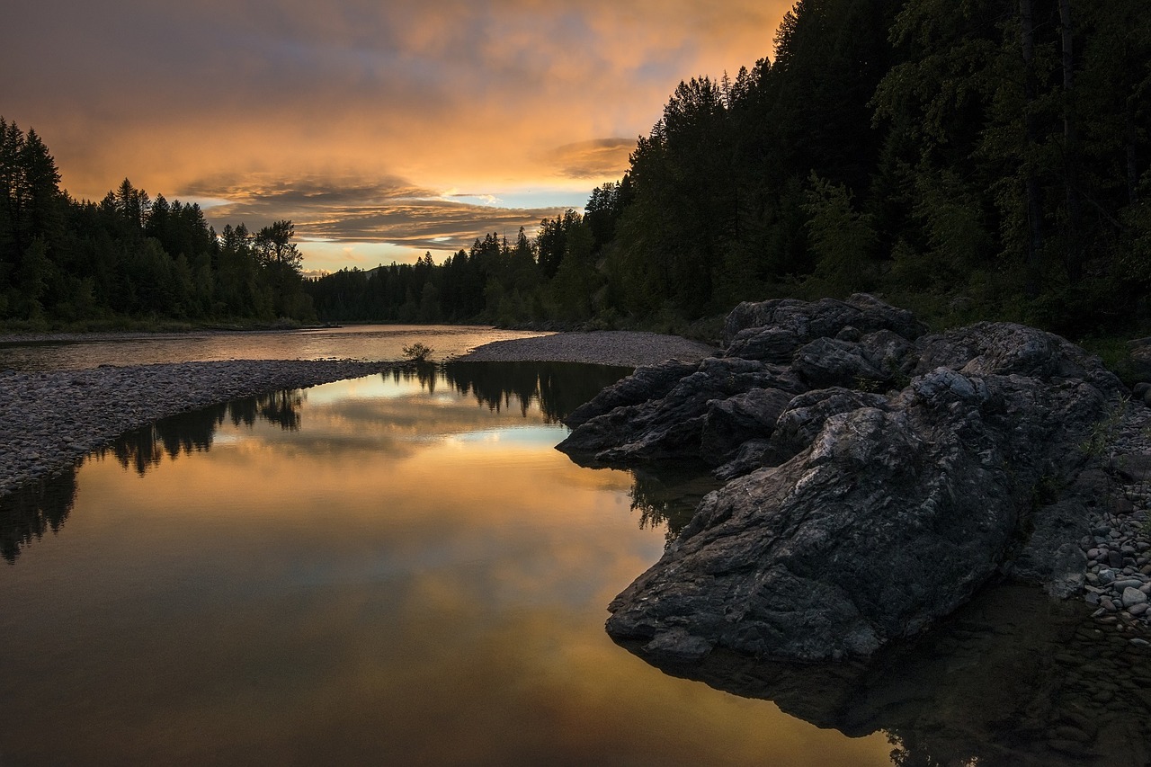 sunset river reflection free photo