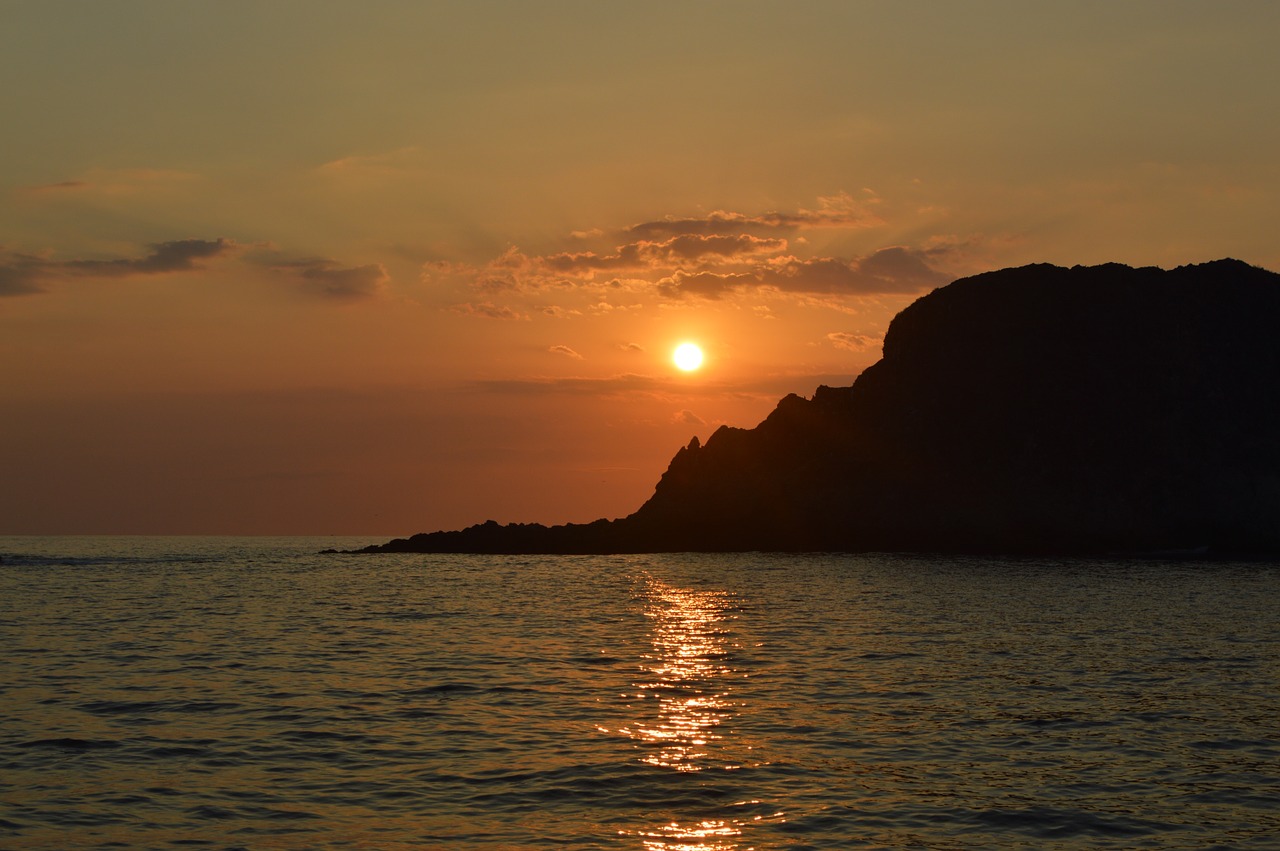 sunset coast rock free photo