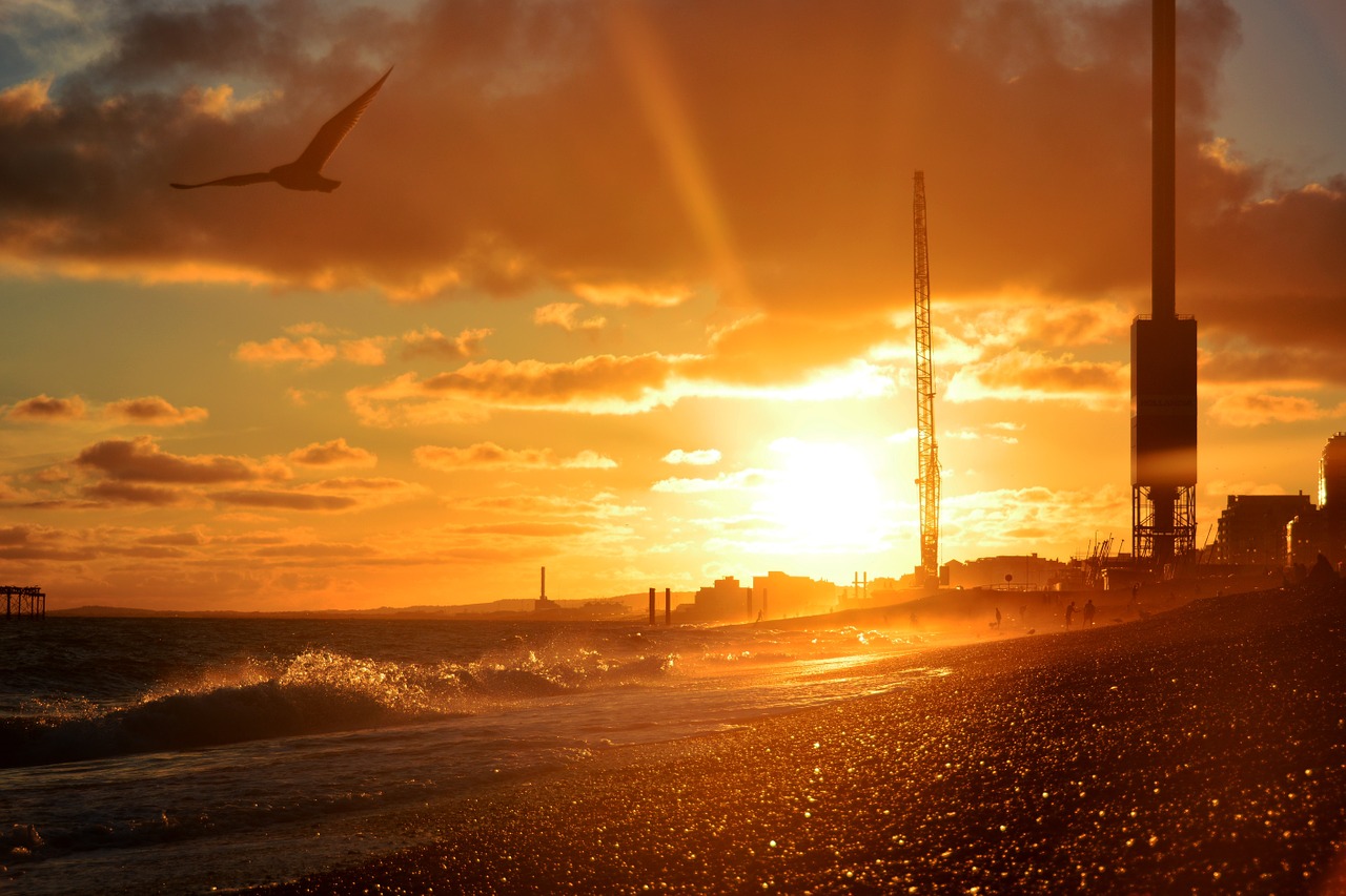 sunset beach waves free photo