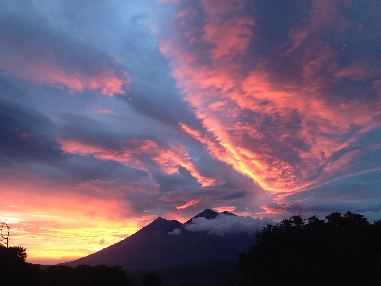 sunset guatemala wonderful free photo