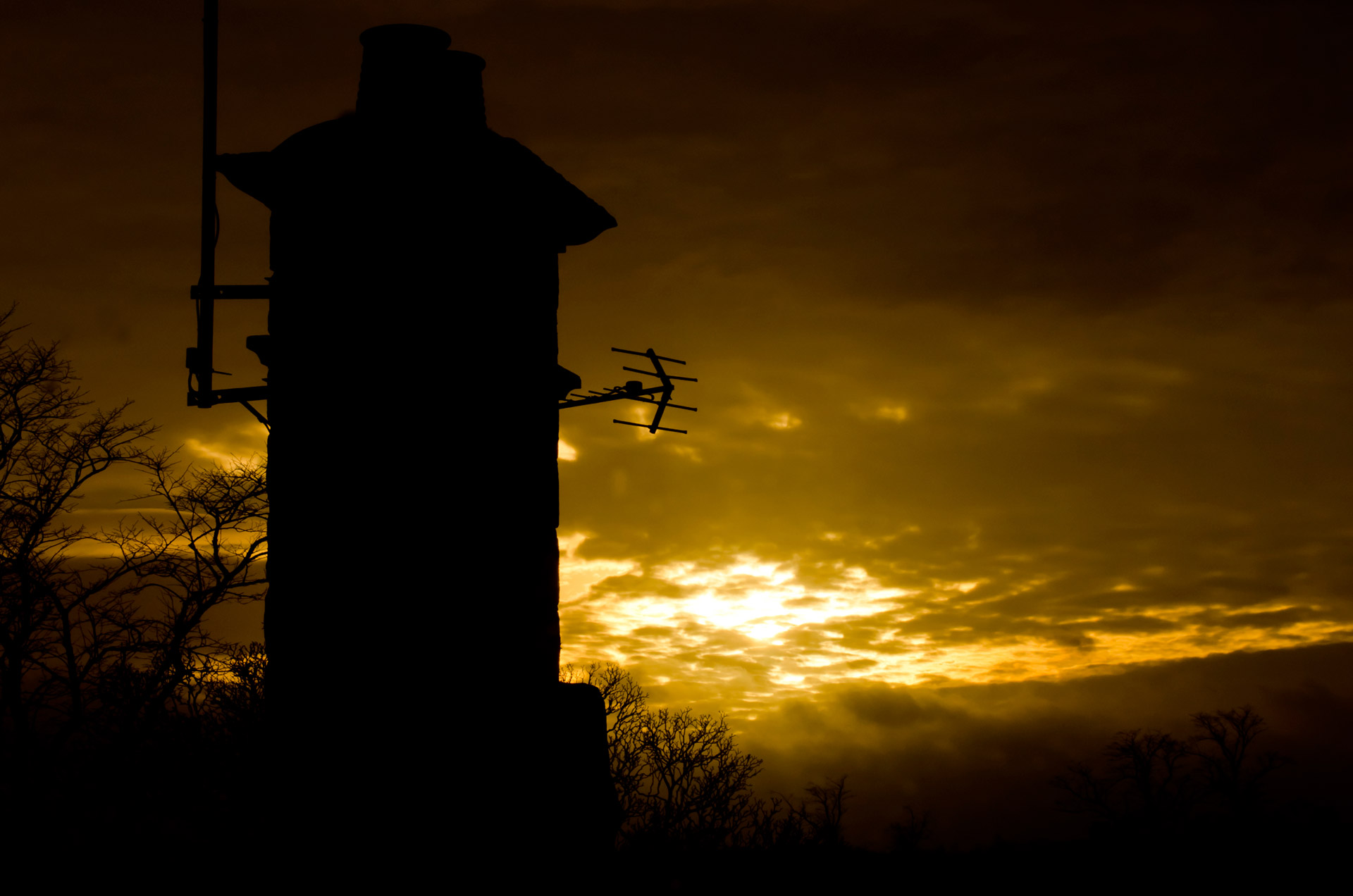 sunset chimney architecture free photo