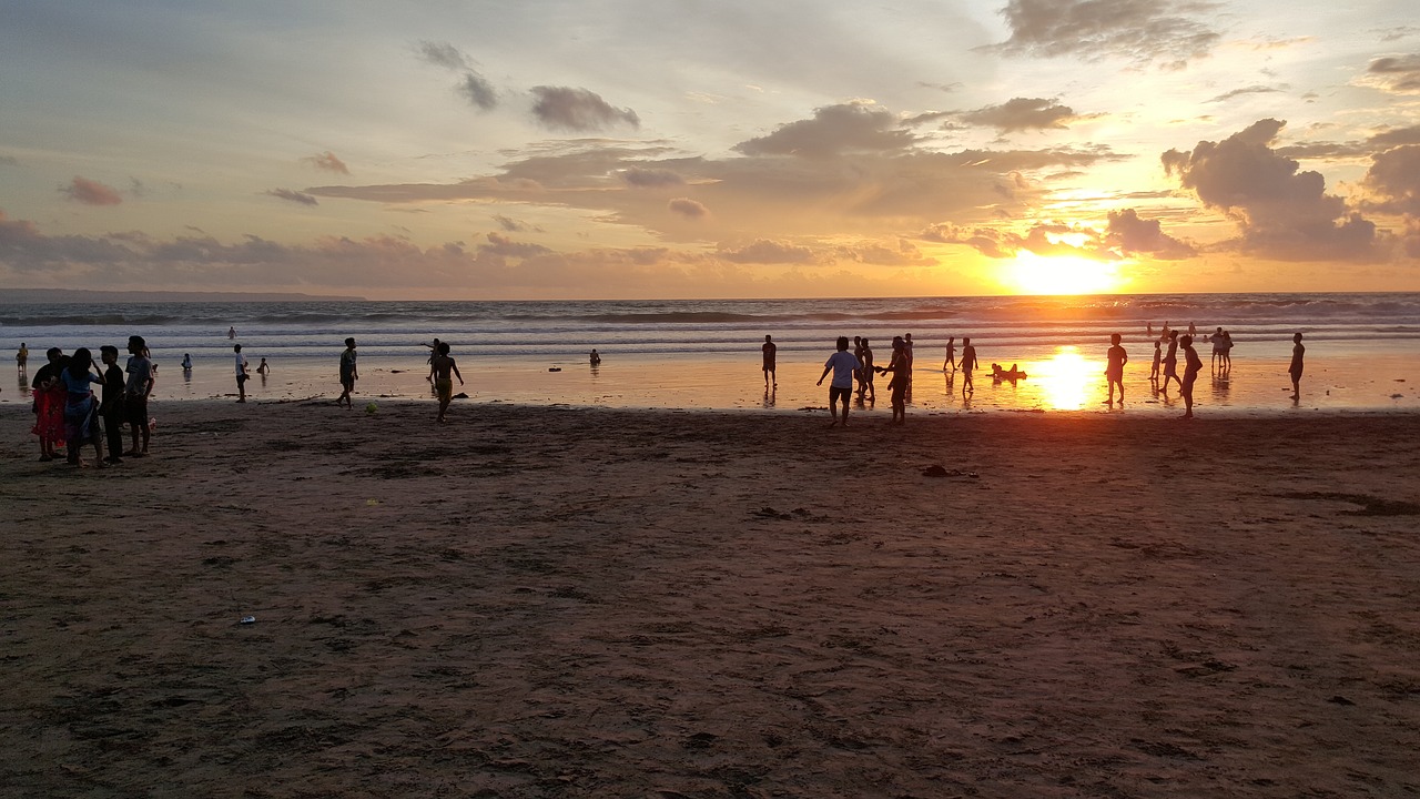 sunset at kuta beach bali indonesia sunset free photo