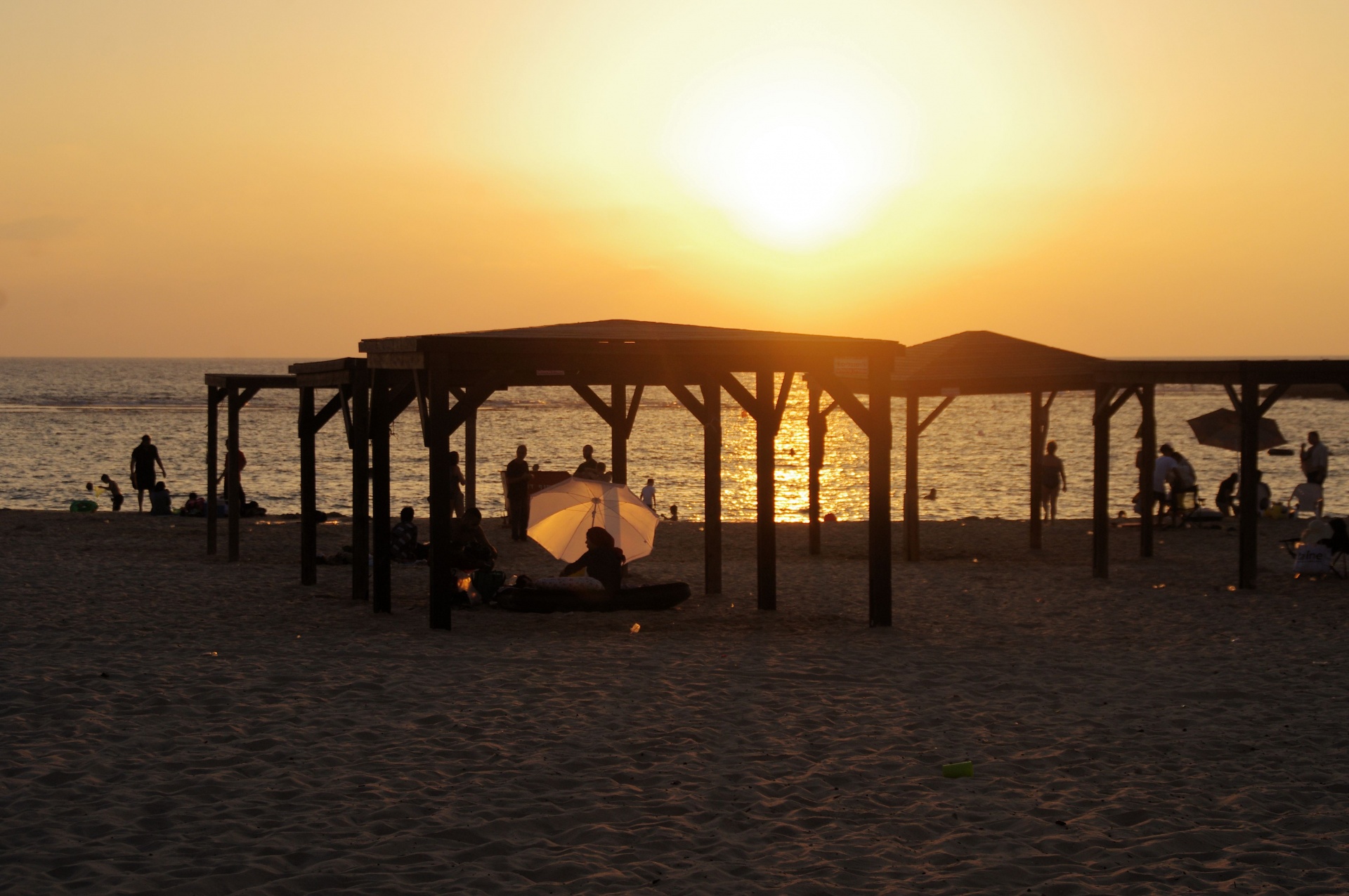 sunset beach umbrella free photo