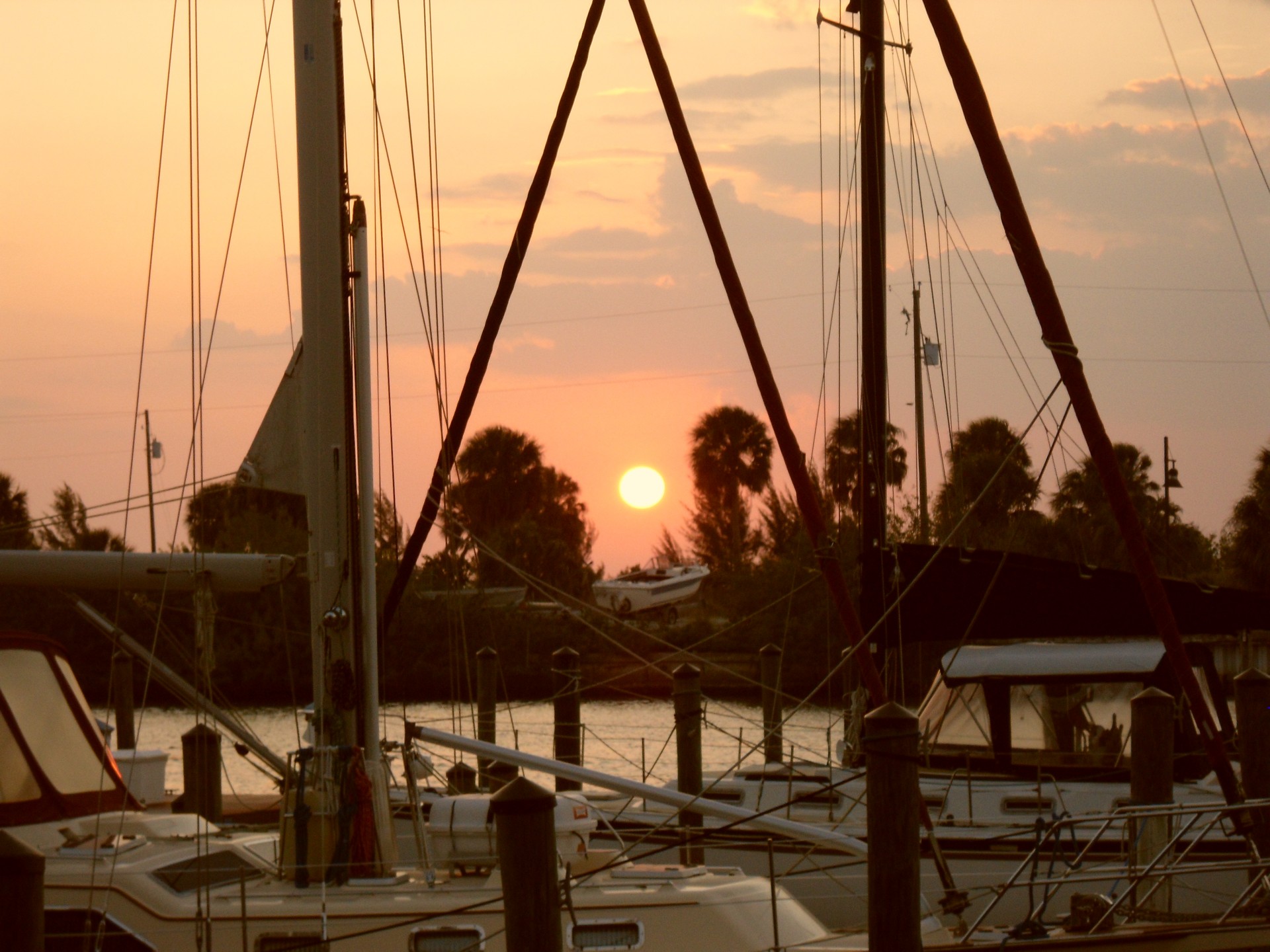 sunset harbor boat free photo