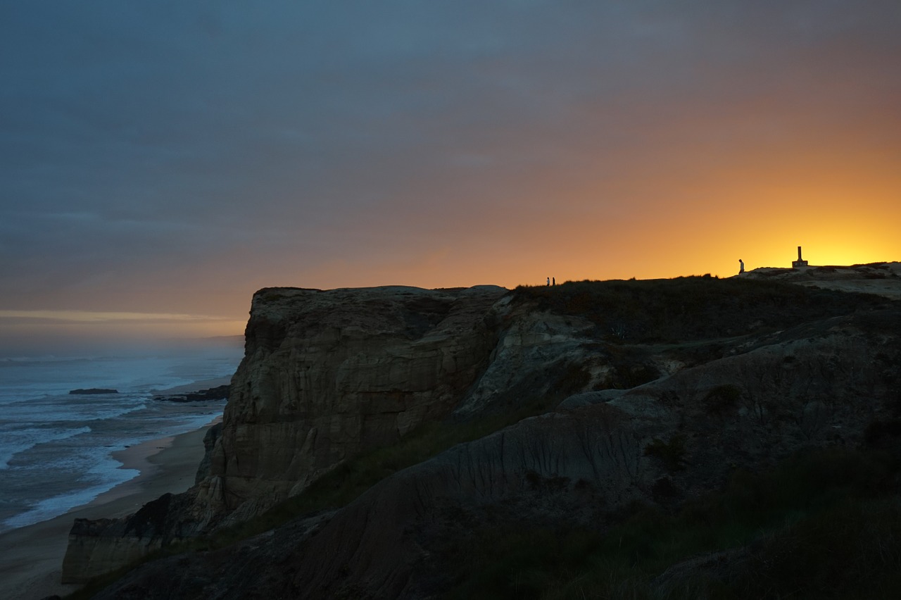 sunset background cliff ocean beach free photo