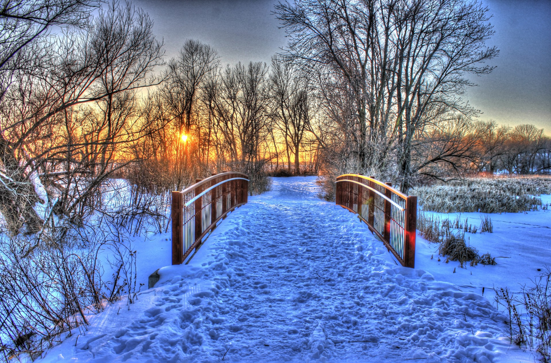 sunset bridge artistic free photo