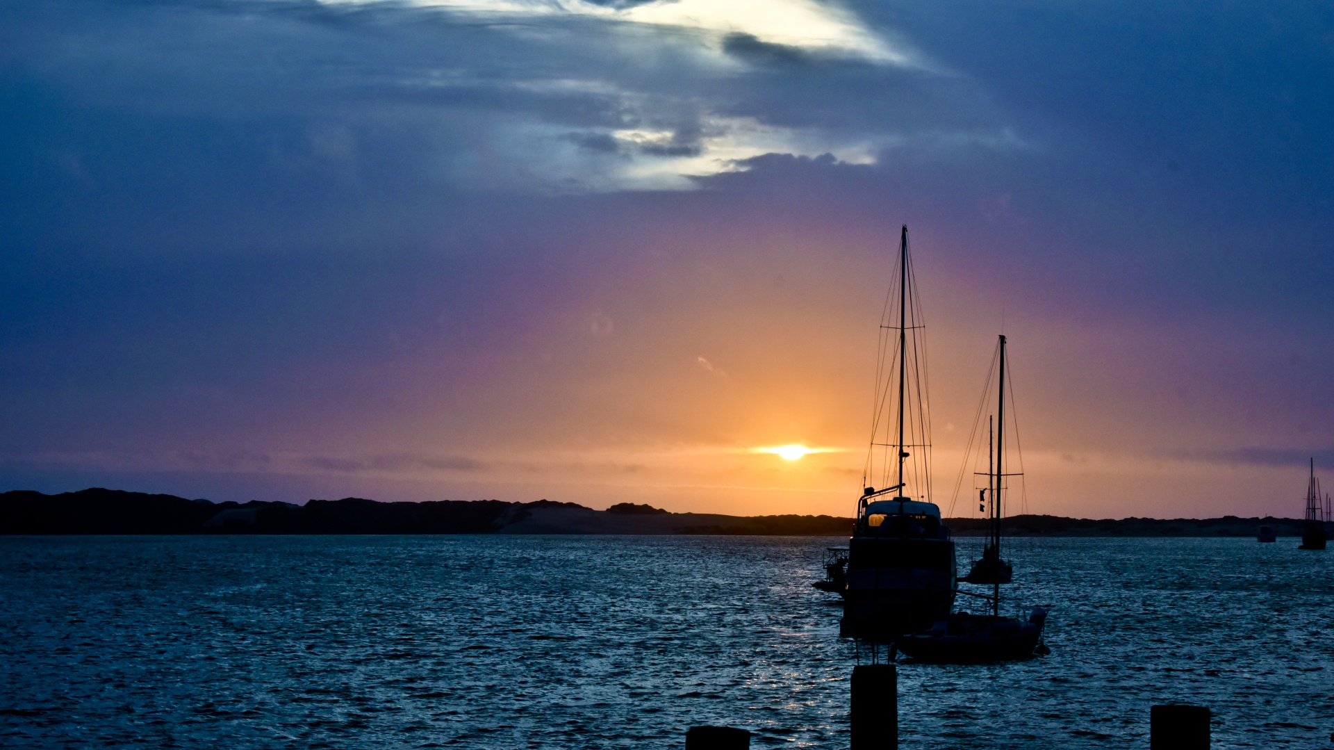 sunset water ship free photo