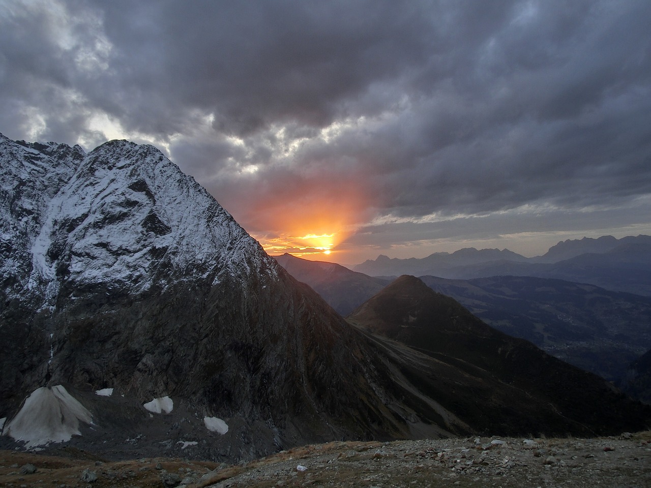 sunset in the mountains mont blanc mountains free photo