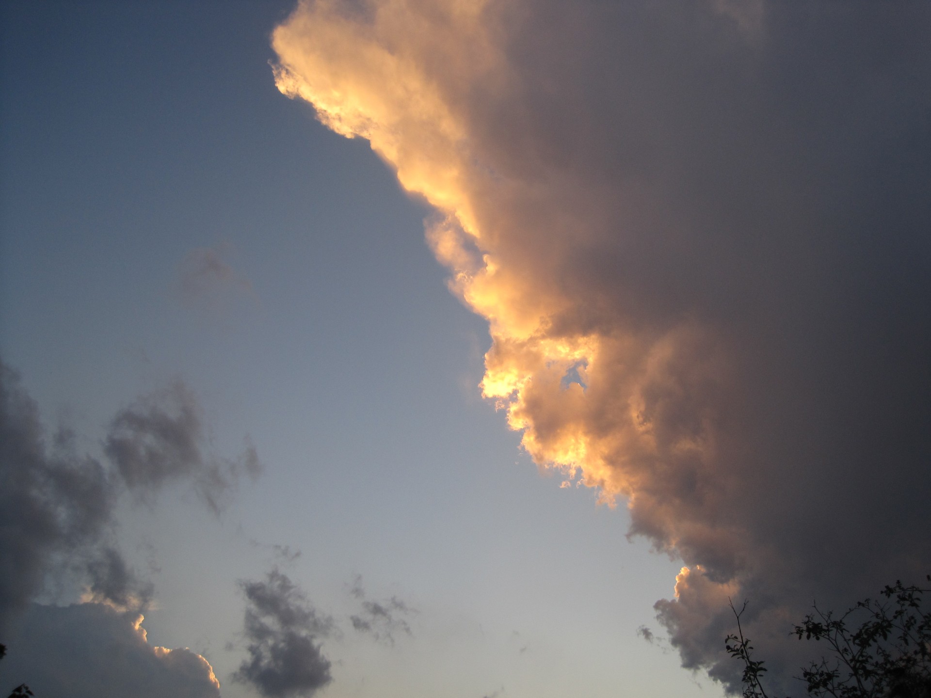 cloud across half sky sunset glow free photo