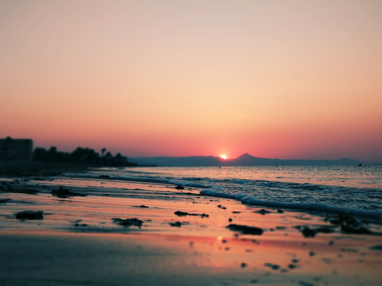 sunset on the beach  sea  beach free photo