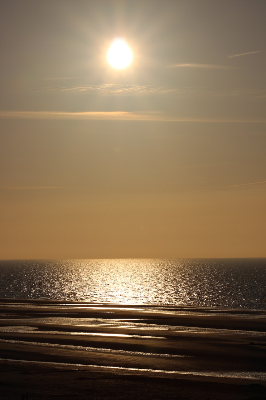 sunset on the sea the north sea beach free photo