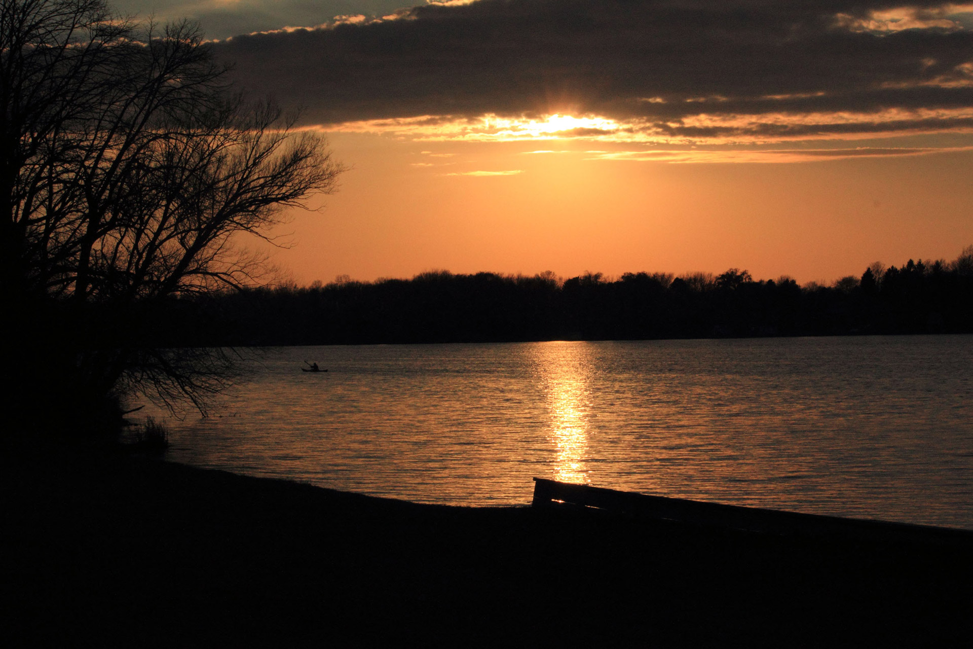 sunset lake water free photo