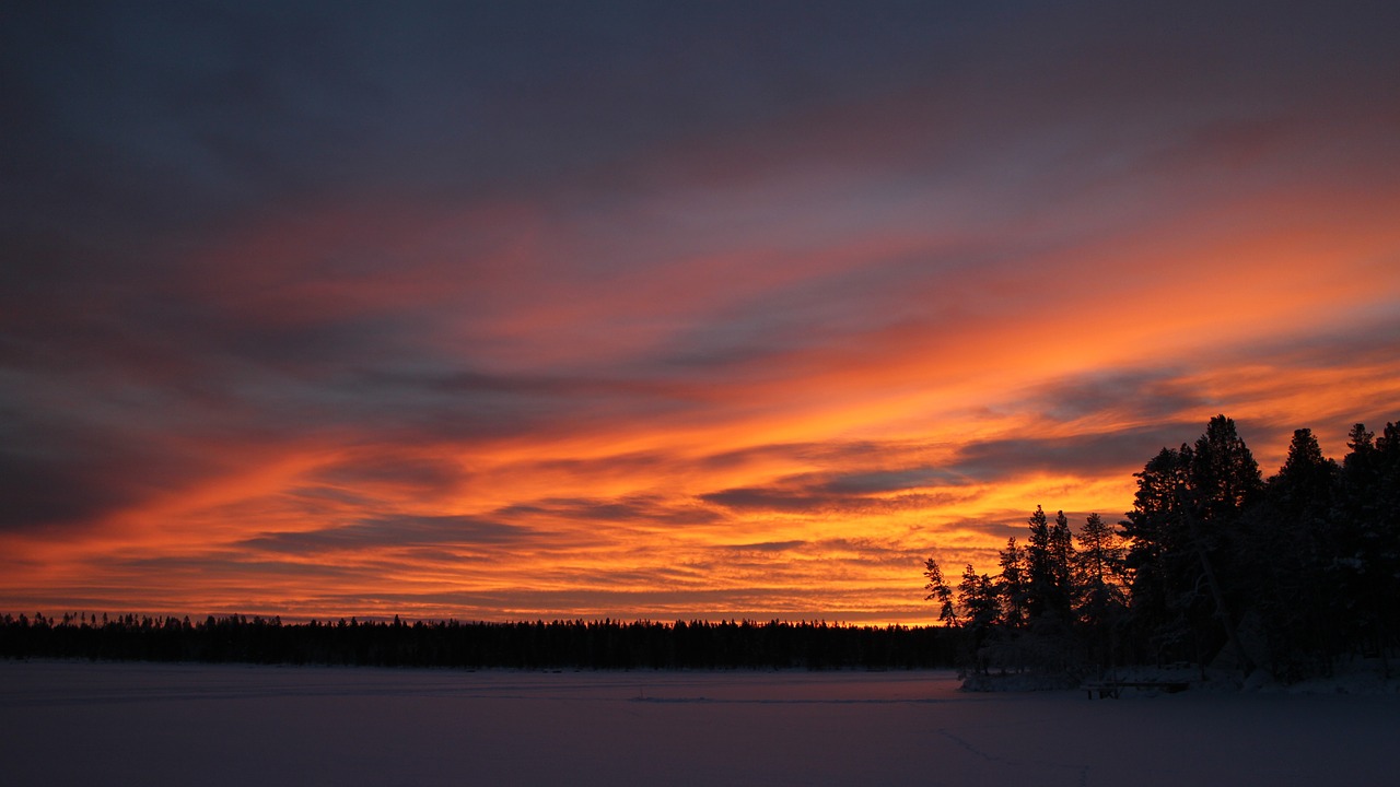 sunset sky winter arctic free photo