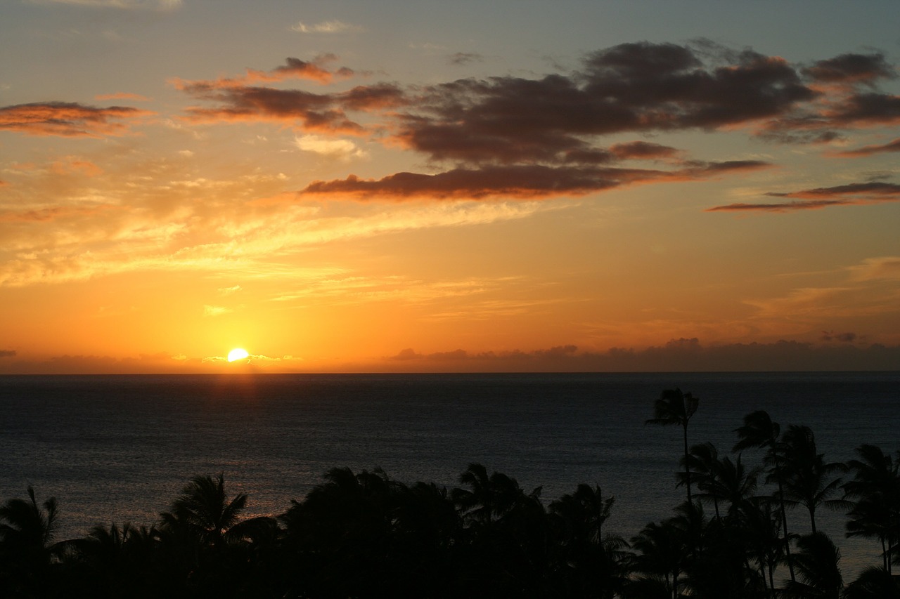 sunsets hawaiian sunset landscapes free photo