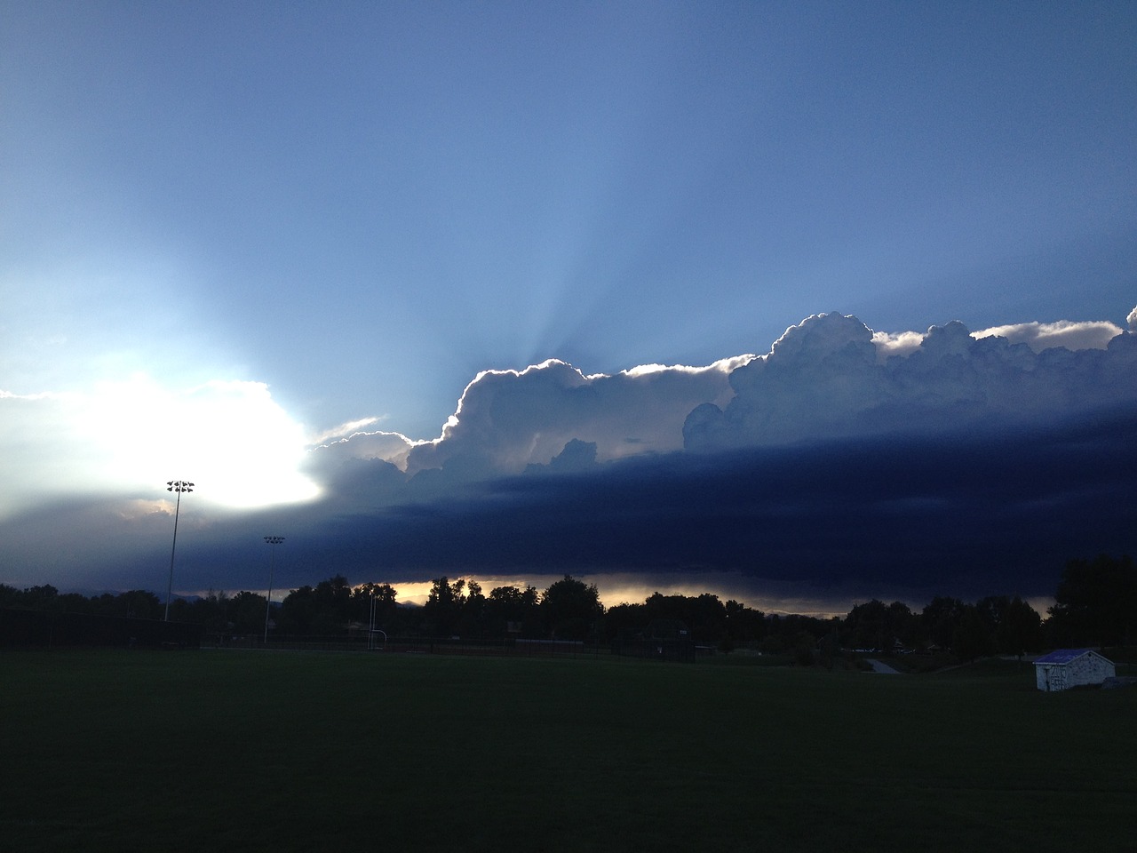 sunshine clouds grass free photo