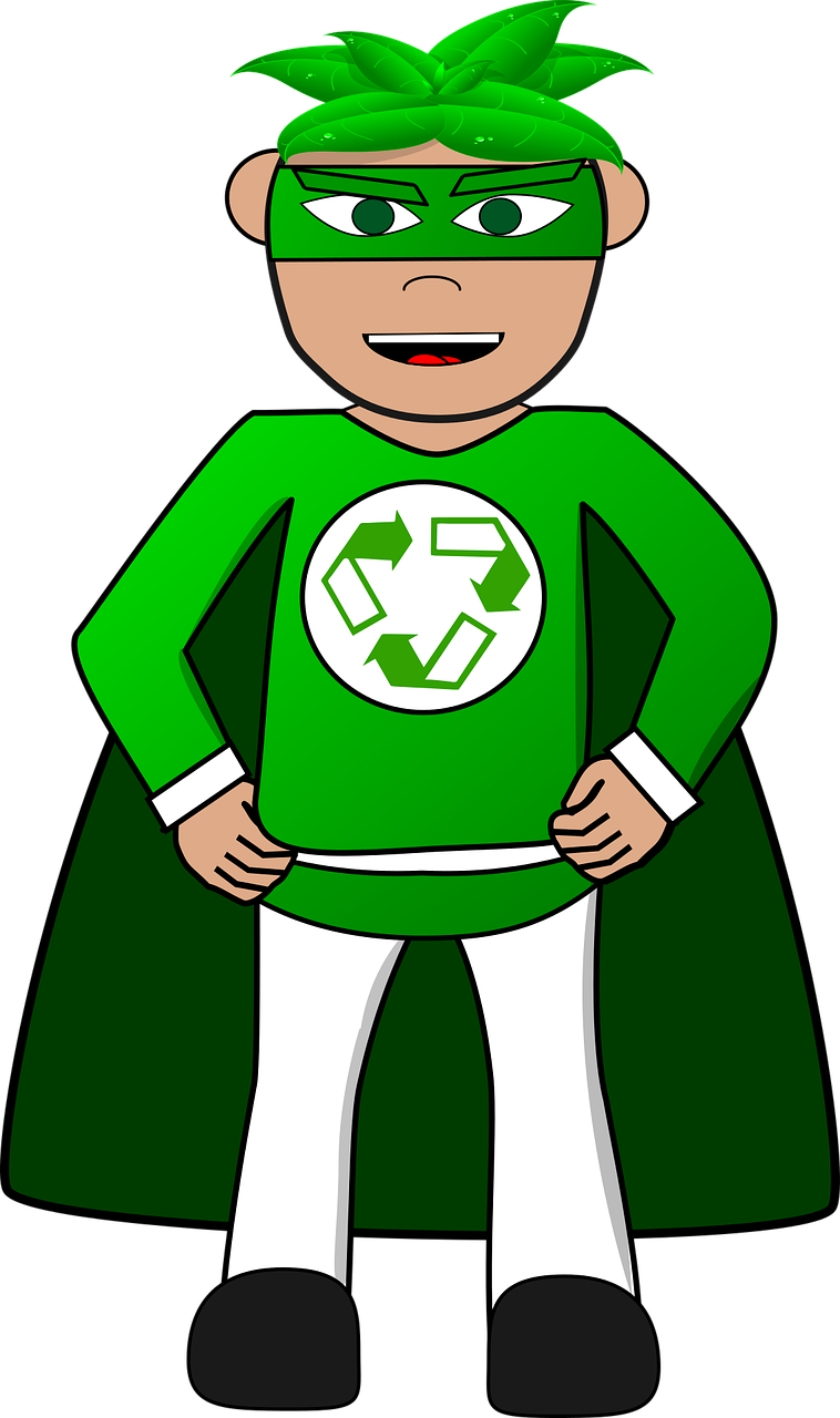 Superhero,green,recycle,cartoon,hero - free image from