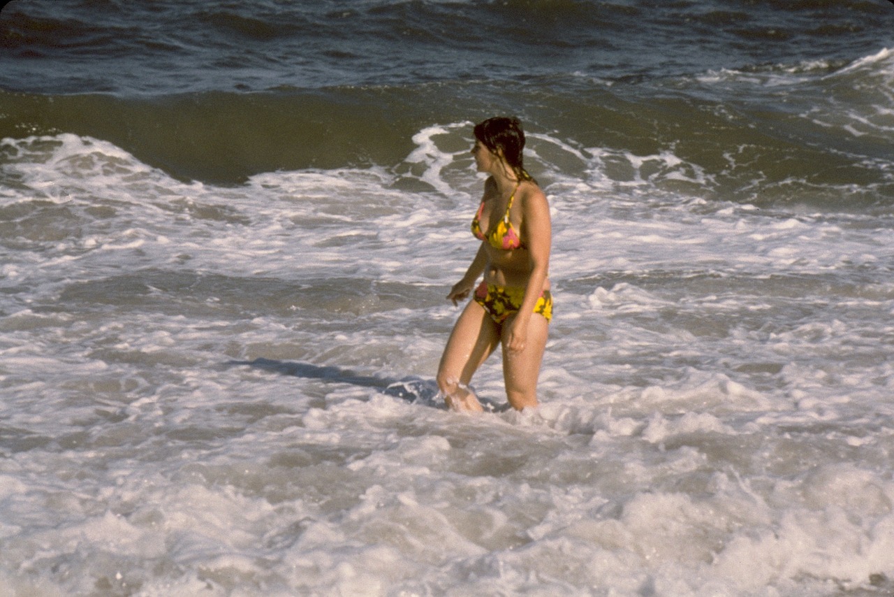 surf wading woman free photo