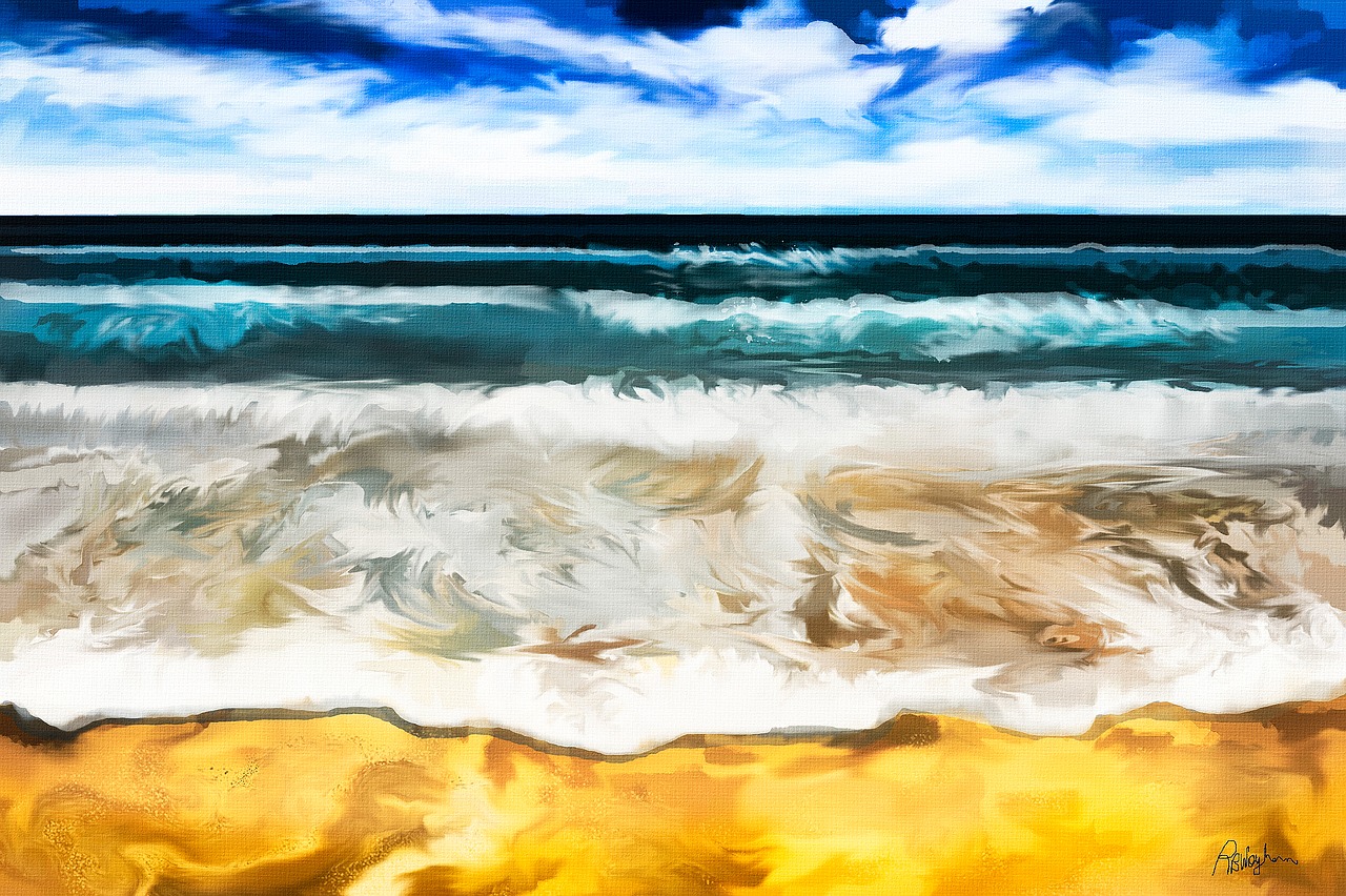 surf beach painting beach tide watercolor free photo