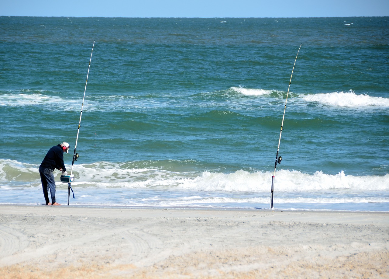 surf fisherman surf fishing free photo