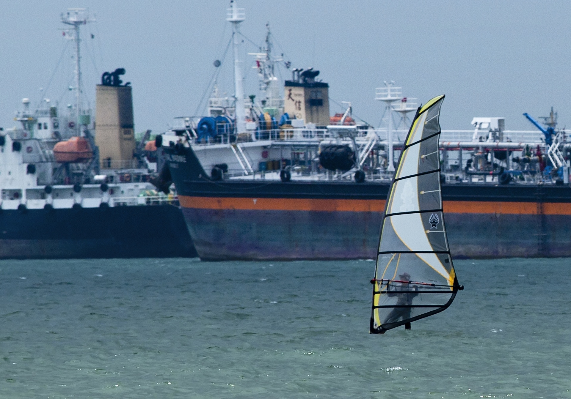 windsurfing container ship oil tanker free photo