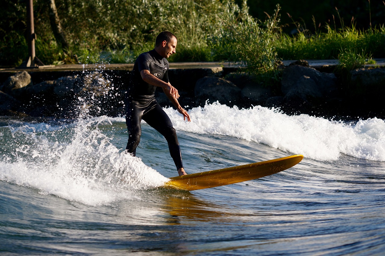 surfer river surfing surfboard free photo