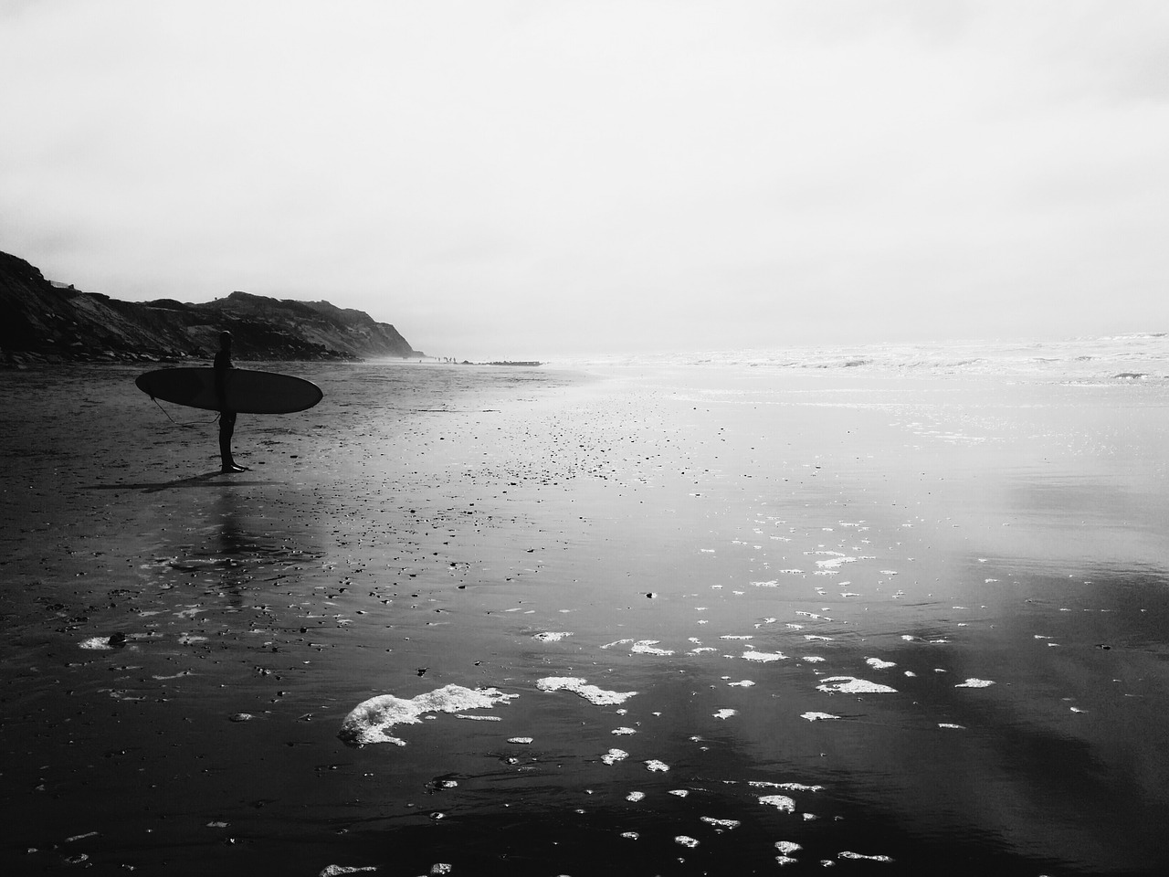 surfer beach grayscale free photo