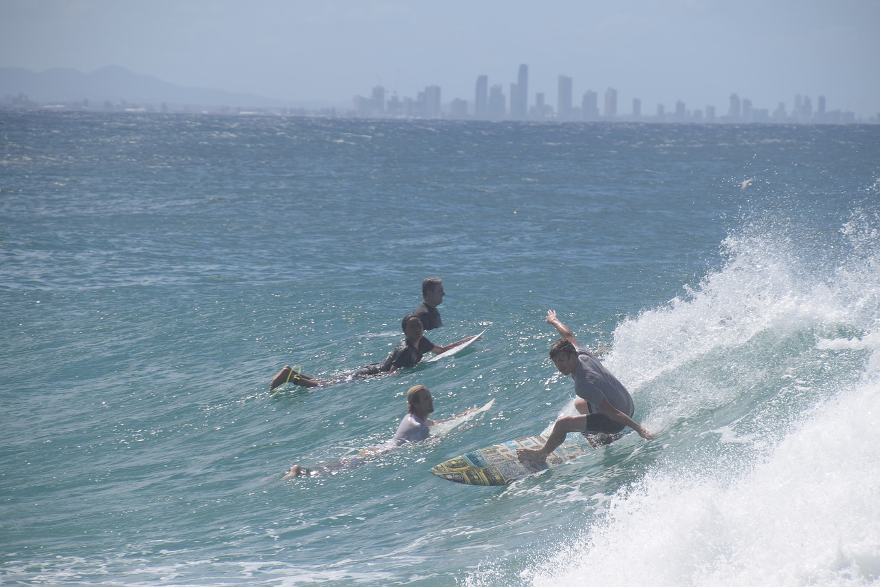 surfing gold coast ocean free photo