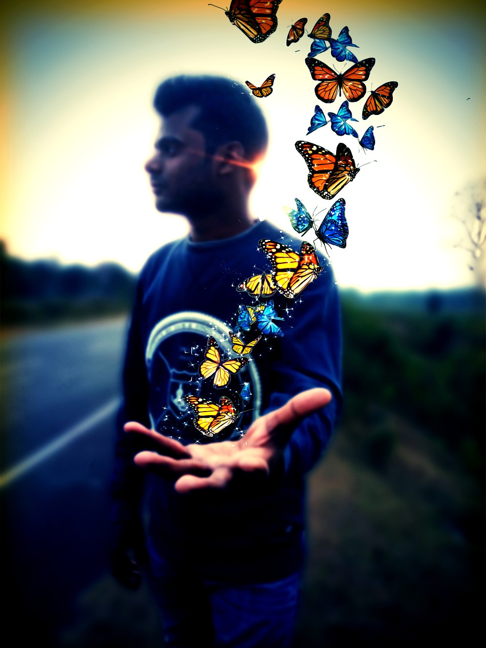 surrealism butterfly boy free photo