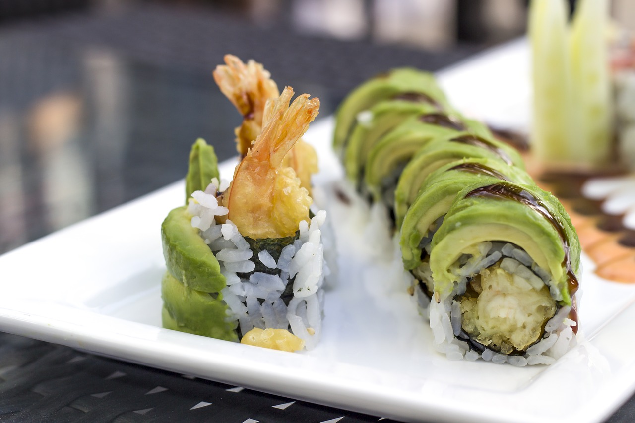 sushi avocado shrimp free photo