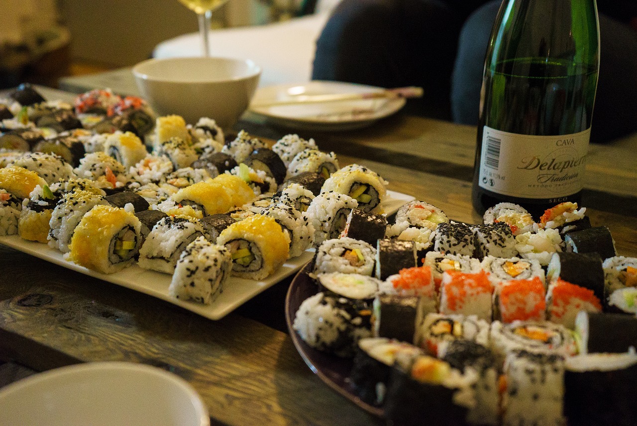 sushi dinner wine free photo