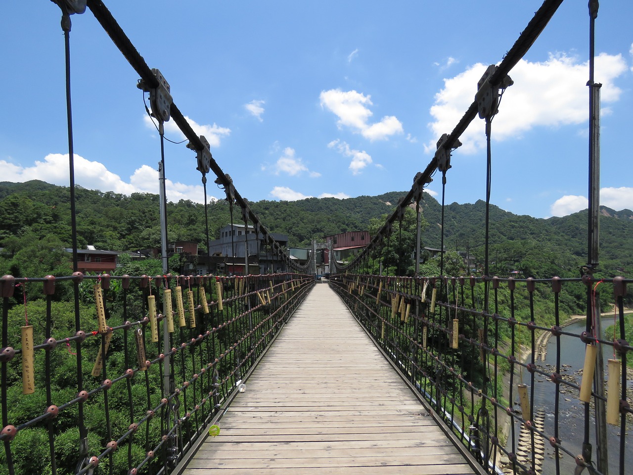 suspension bridge bridge blue sky free photo