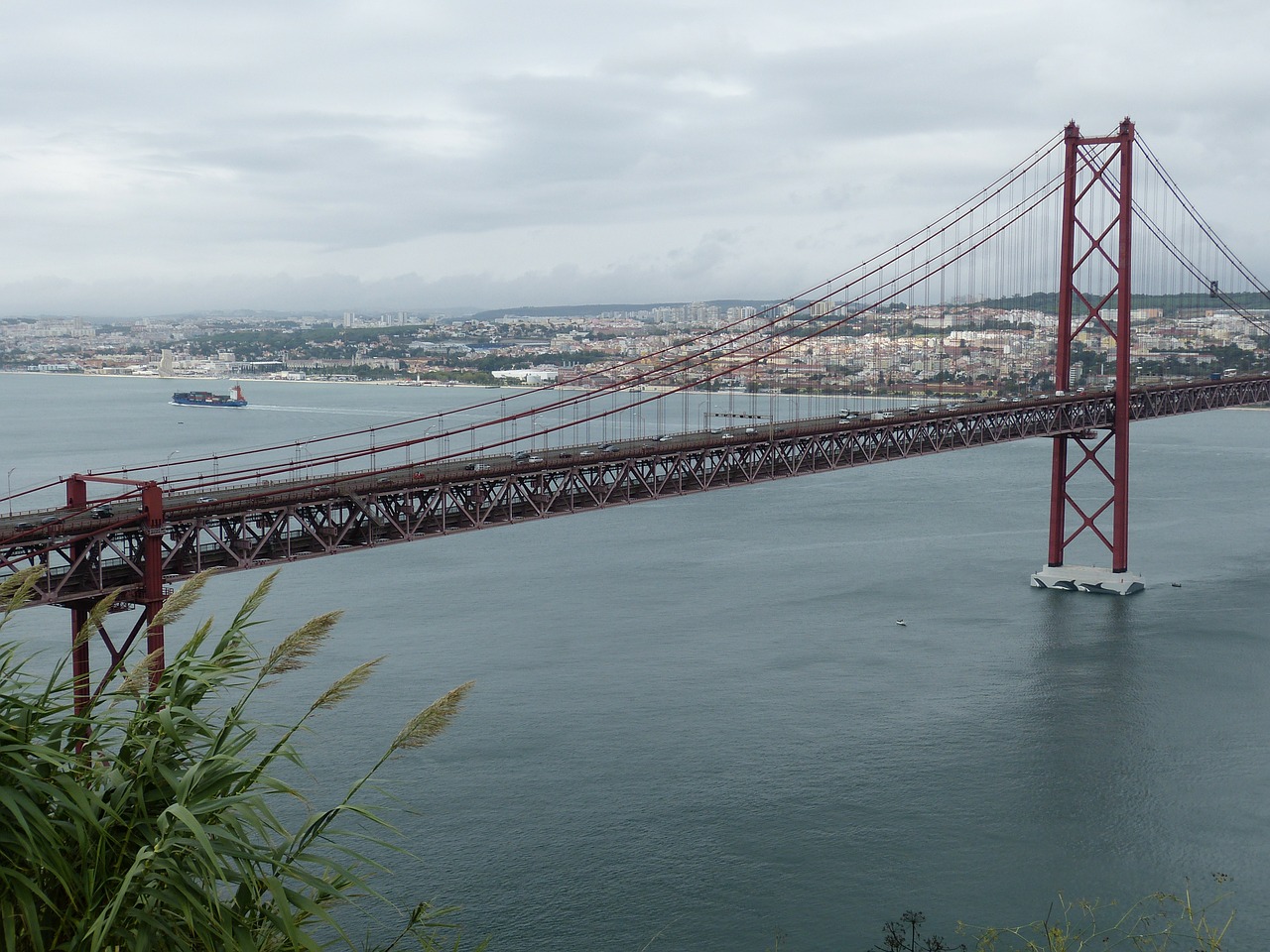 suspension bridge lisbon portugal free photo