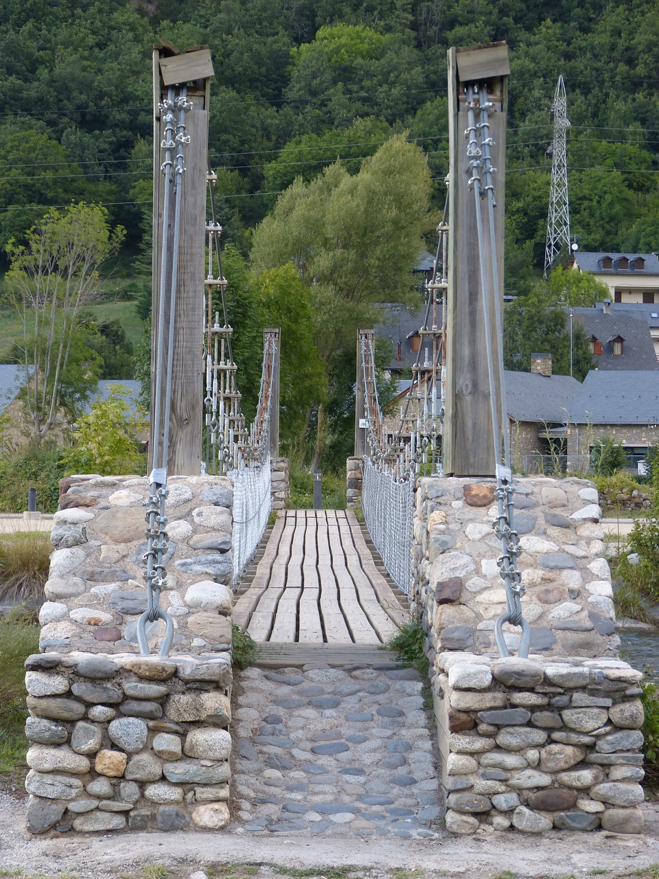 suspension bridge noguera ribagorçana river free photo