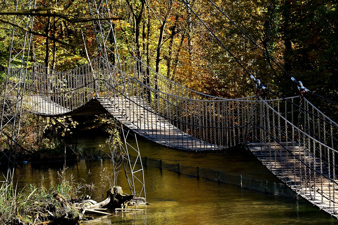 suspension bridge chains shaky free photo