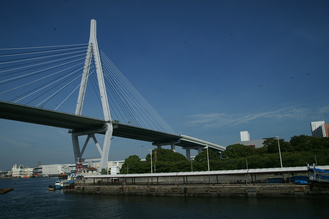 suspension bridge osaka japan free photo