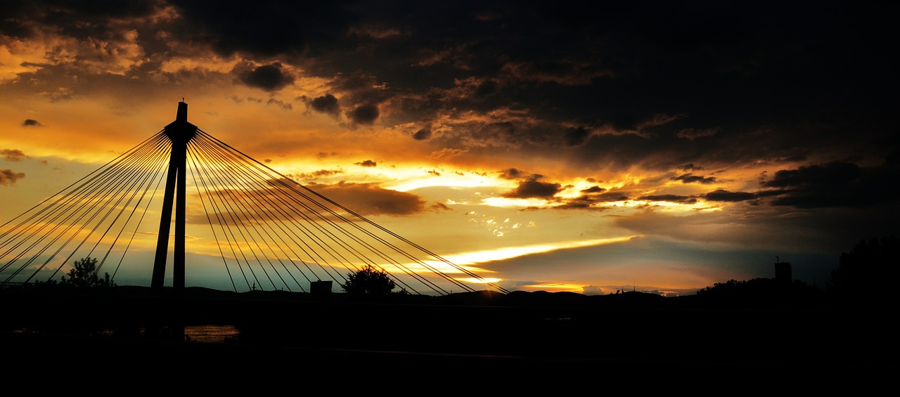 suspension bridge bridge sunset free photo