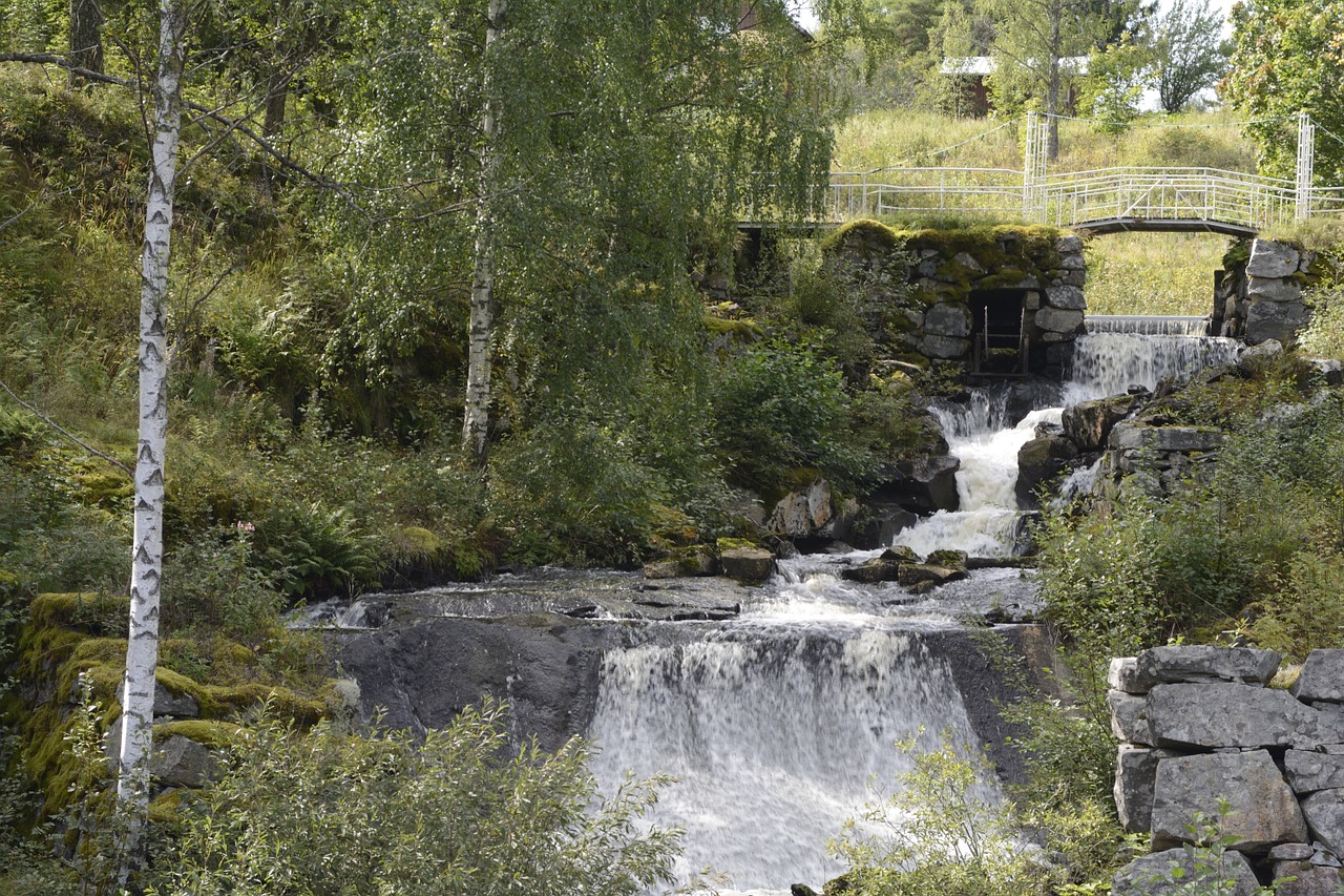 sweden waterfall green free photo