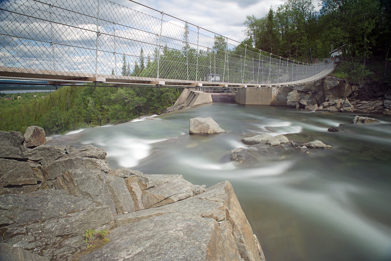 suspension bridge sweden fjäll free photo