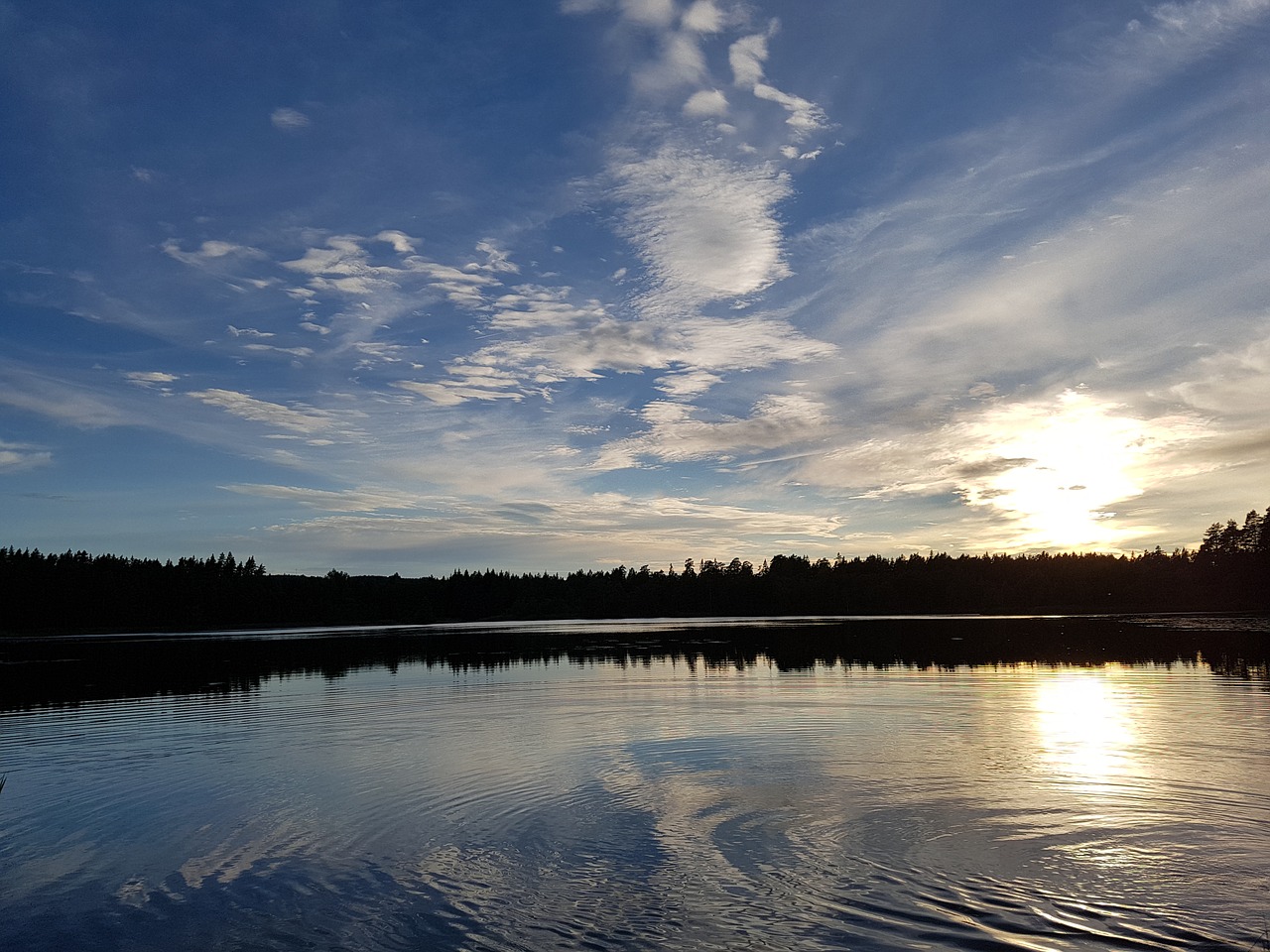 sweden lake sunset free photo