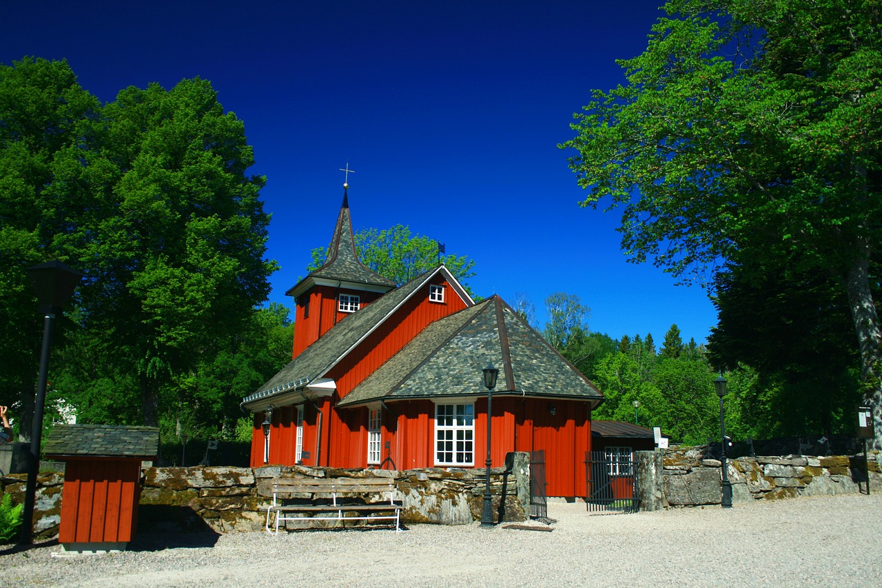 sweden wooden church sunny free photo