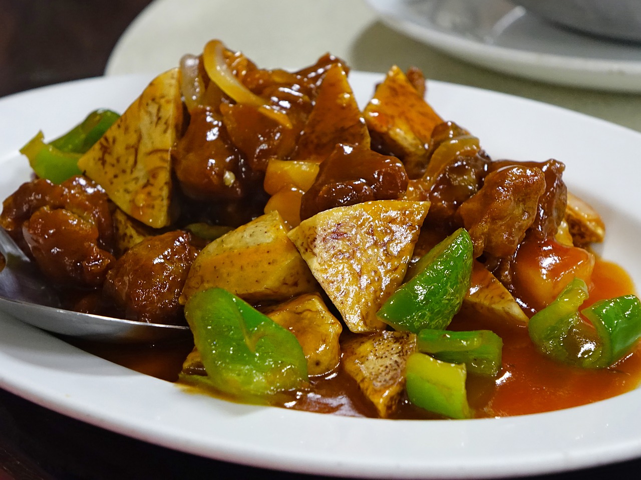 sweet and sour pork stir-fired free photo