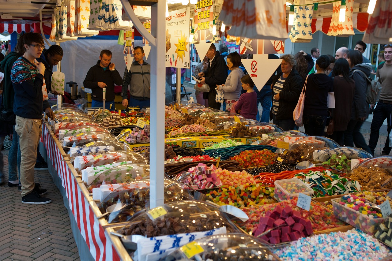 sweet stall street market colourful free photo