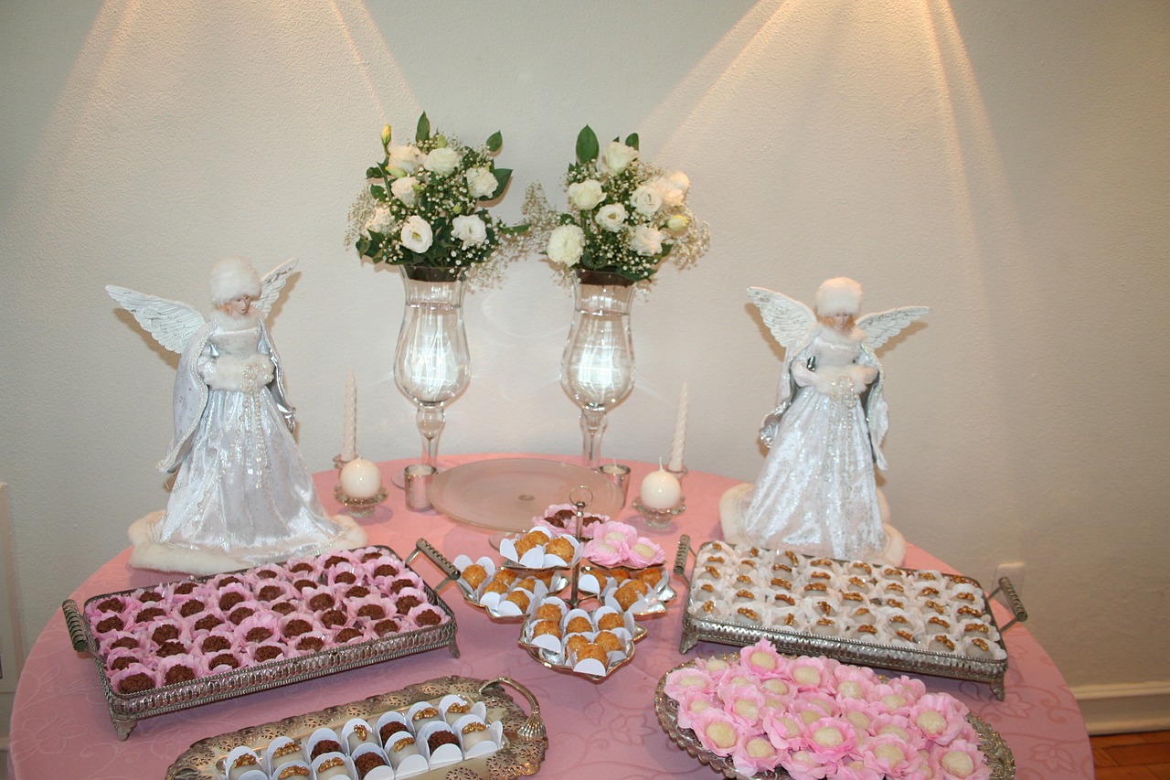sweet table christening girl angels free photo