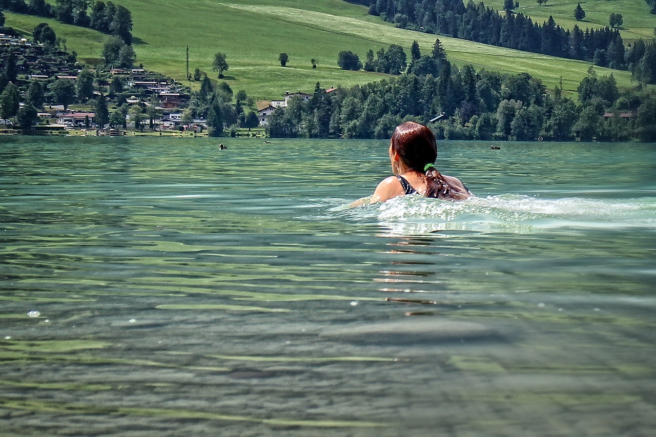 swimmer lake swim free photo