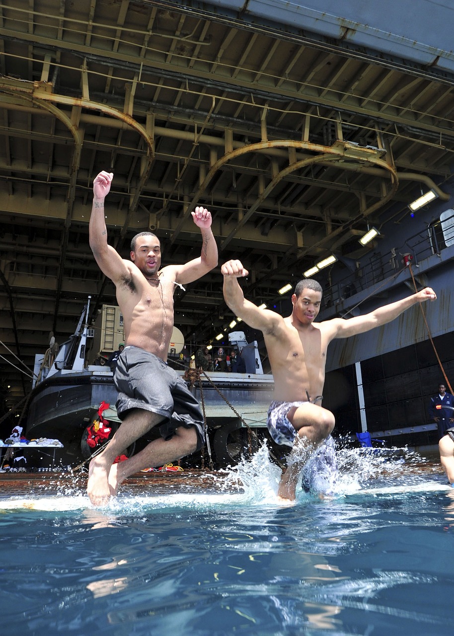 swimming ocean jumping free photo