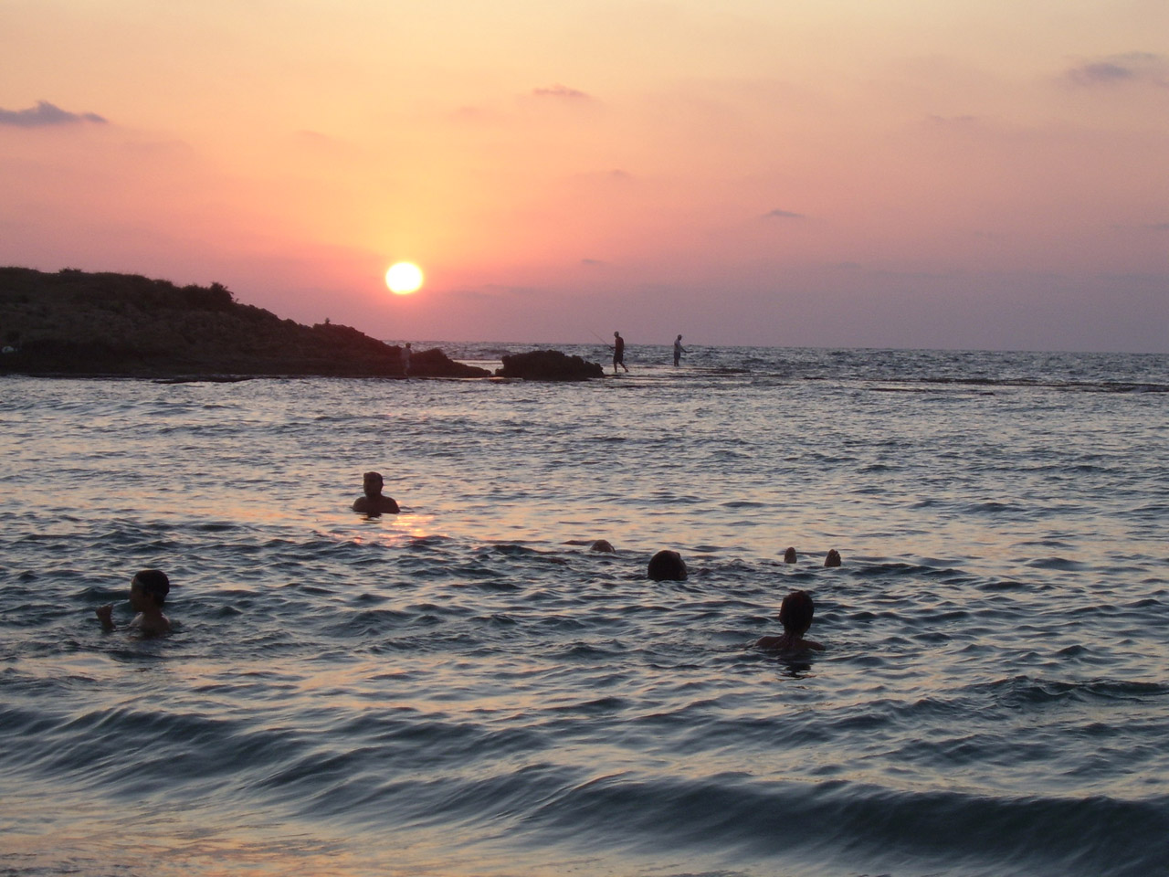 swimming sunset beach free photo