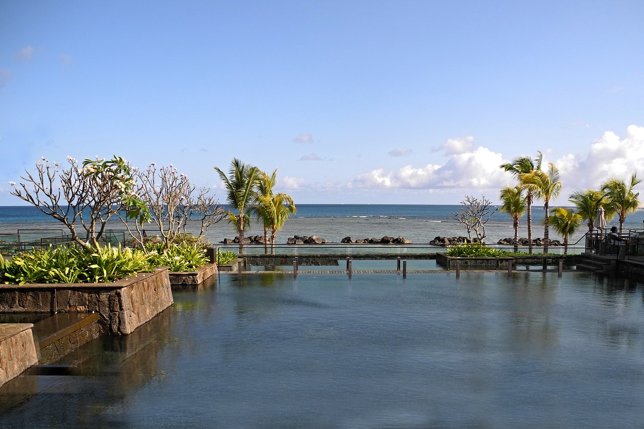 swimming pool ocean mauritius free photo