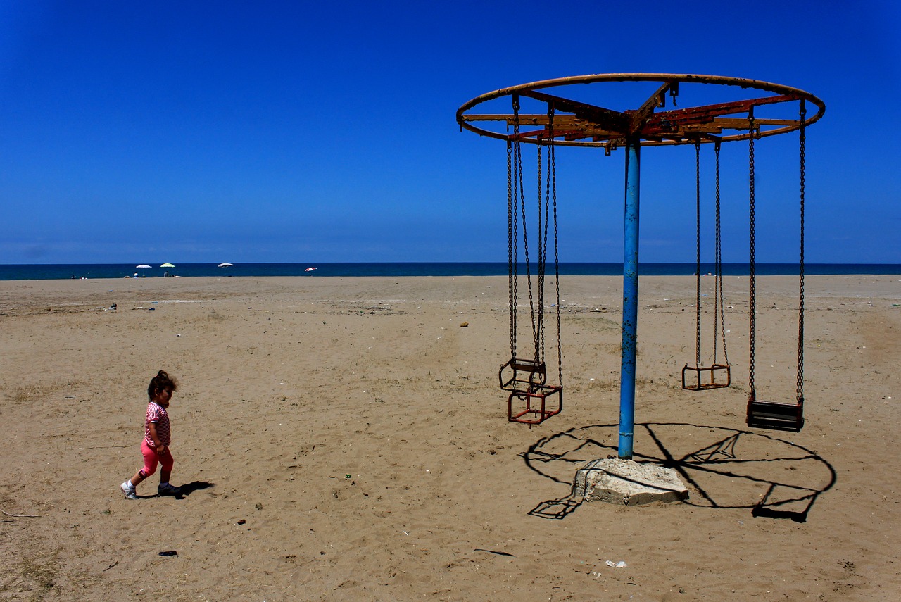 swing child beach free photo